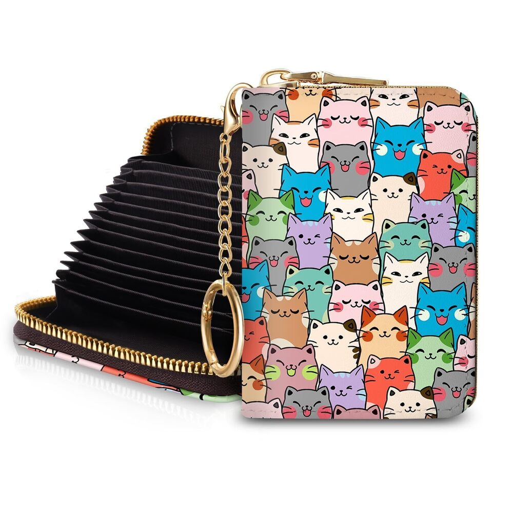 5395 RFID Credit Card Holder Wallets , Small Cat Card Case Wallet